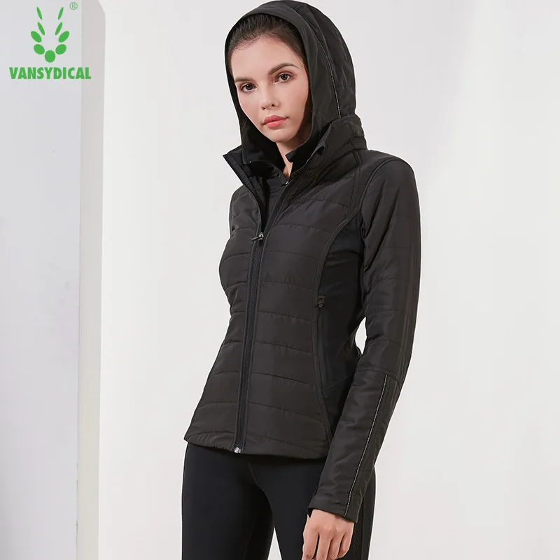 

Vansydical Winter Warm Sports Down Coat Women's Detachable Windproof Hooded Sportswear Tops White Duck Down Running Jackets