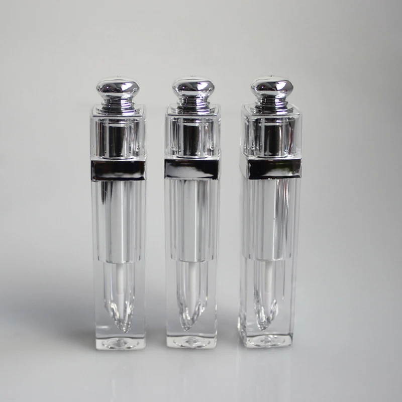 

New Arrival 5ml clear Empty Lipgloss Tube with silver cap,clear lipgloss case 5g,DIY square Lipgloss Packing container 50pcs/lot
