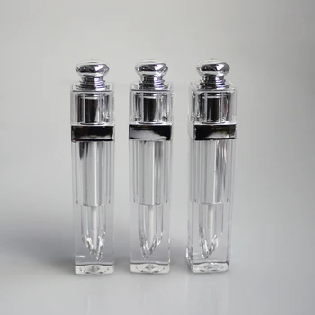 

New Arrival 5ml clear Empty Lipgloss Tube with silver cap,clear lipgloss case 5g,DIY square Lipgloss Packing container 50pcs/lot