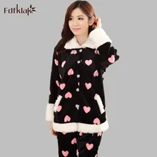 Новинка, женские пижамы, зимние фланелевые пижамы, комплекты, милая Пижама, женская одежда для сна, пижама с длинным рукавом, женский спортивный костюм E0227