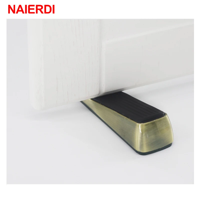 NAIERDI стоппер для двери, NON-SLIP, цинковый сплав, скрытые дверные держатели, Стопперы для клиновидной двери, защитный блок, деревянная стеклянная дверь, мебельная фурнитура