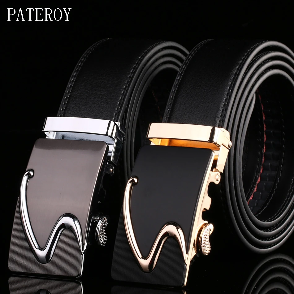 

PATEROY Men's Belt Cinturon Hombre Genuine Leather Belt Men Cinto Masculino Ceinture Homme Luxury Riem Erkek Kemer Waist Belts
