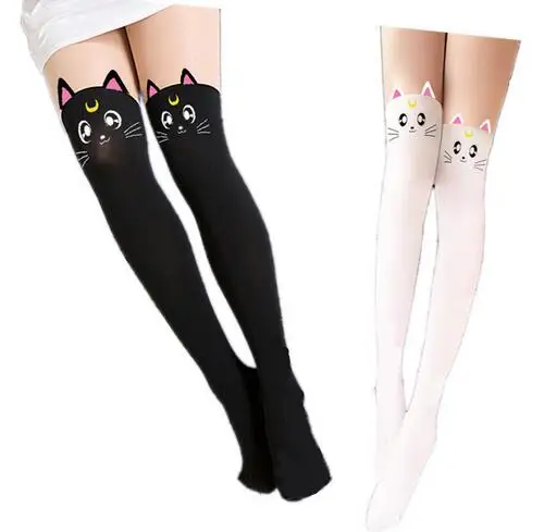 

Anime Sailor Moon Cosplay Costume Women Luna Cat Socks Pantyhose Silk Leggings Stockings