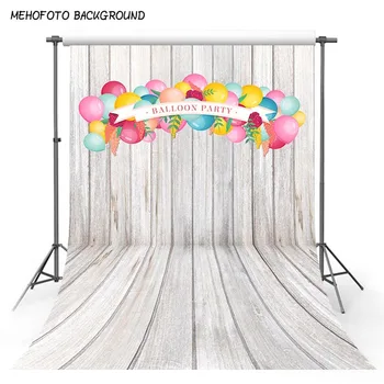 

Customize Vinyl wooden wall floor balloons party photography backdrops printed newborn baby background for photo studio