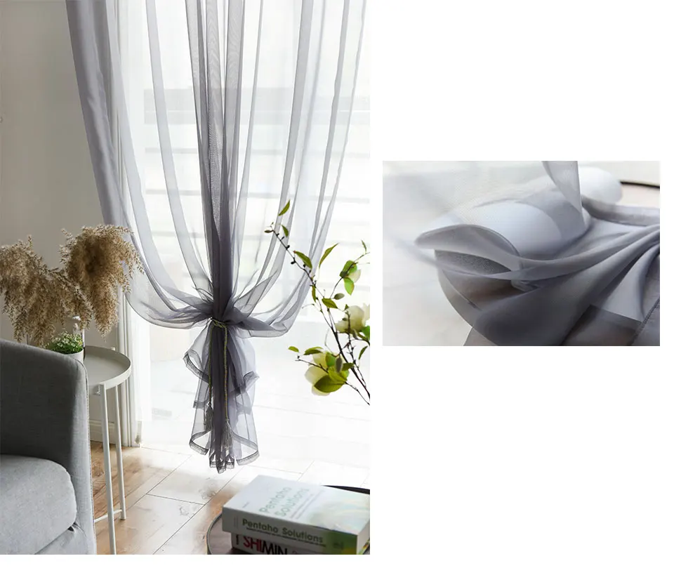 Modern Solid White Tulle Curtains for Living Room Bedroom Window Sheer Voile Blinds Curtain for Kitchen Home Decor Light Shading