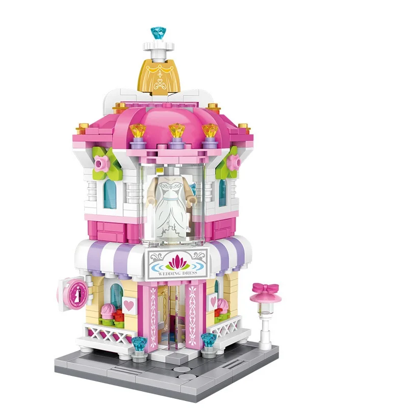 411 шт. книжный магазин мелкие частицы концентрированный building block игрушки мини street