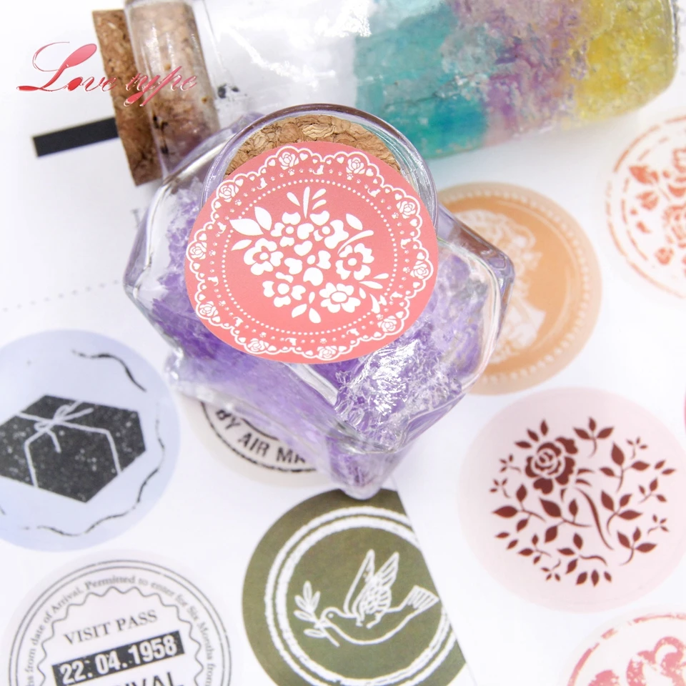 6pcs/lot Creative Retro Stickers DIY Handmade Round Sealing Sticker Decor Scrapbook Letter Gift Box Bag Decoration Supplies