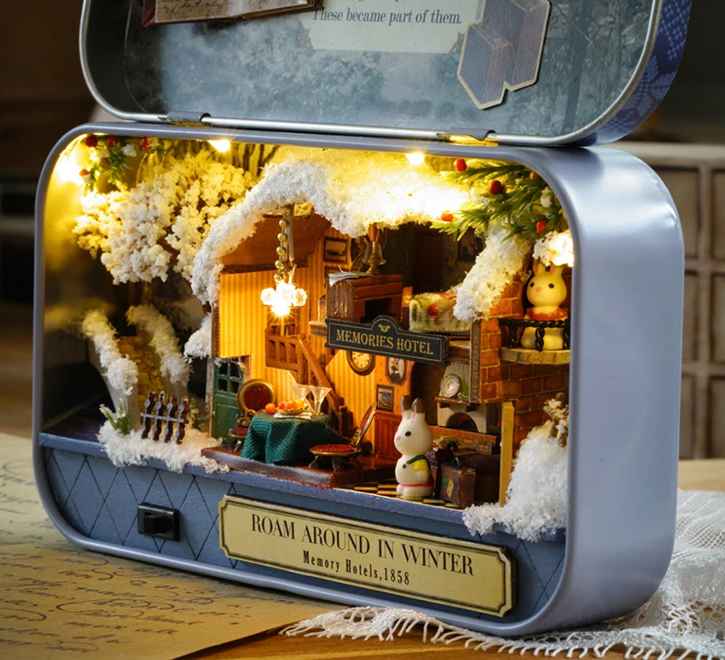 Box Theatre DIY Mini Dollhouse with Furnitures Assemble Kits Handmade Miniatures Doll House Craft Toys for Children (13)