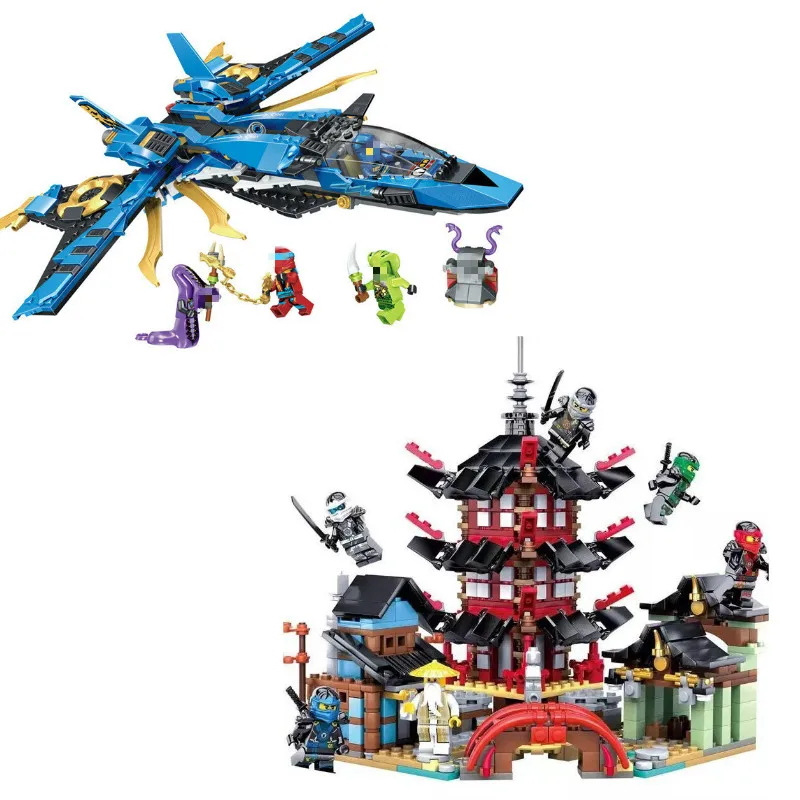 

2pcs/lot Diy Ninja Temple of Airjitzu Ninjagoes Smaller Version Building Blocks Set compatible with Legoing Toys for Kids Bricks