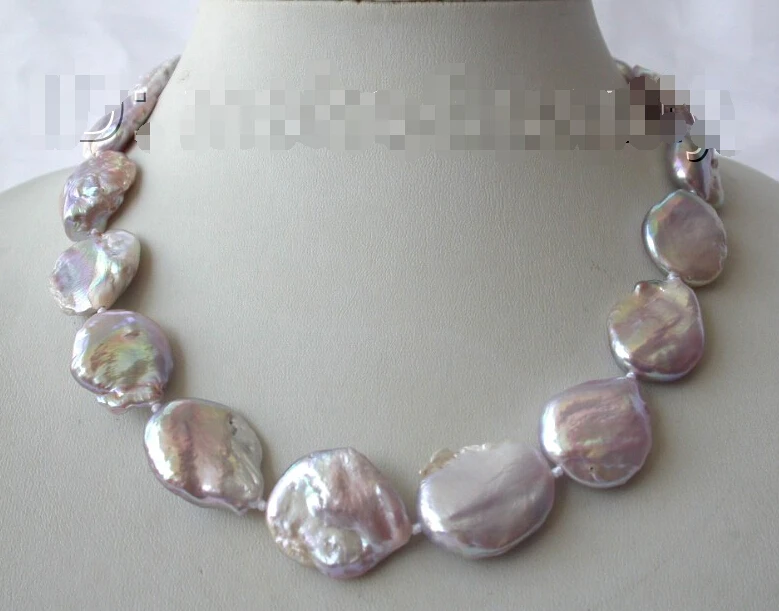 

shipping>>>> stunning big 23mm baroque lavender reborn keshi freshwater pearl necklace h82