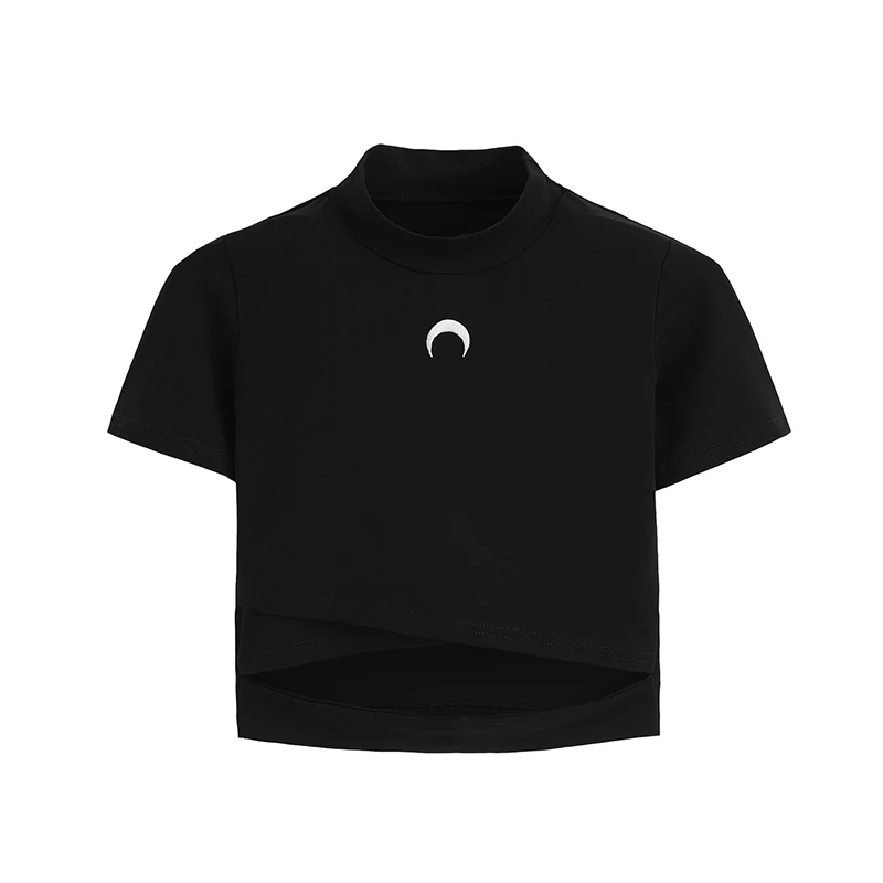 

Witch Moon Shirt Women T-Shirts Chill Moon Tops Tee for Gothic Girl Pastel Goth Aesthetic Clothing Cotton Short Tshirt Hipster