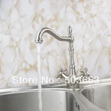 Дизайн 2 ручка дизайн Никель матовый Кухня смеситель для раковины; Модный кран-смеситель S-135 смеситель кран