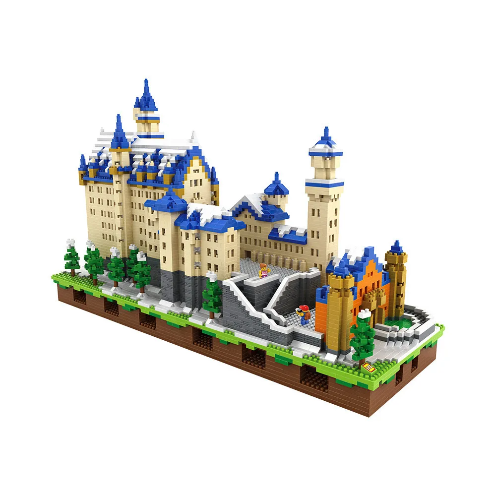 6800 шт. LOZ алмазные блоки Neuschwanstein DIY строительные игрушки Лебедь Каменный Замок мир
