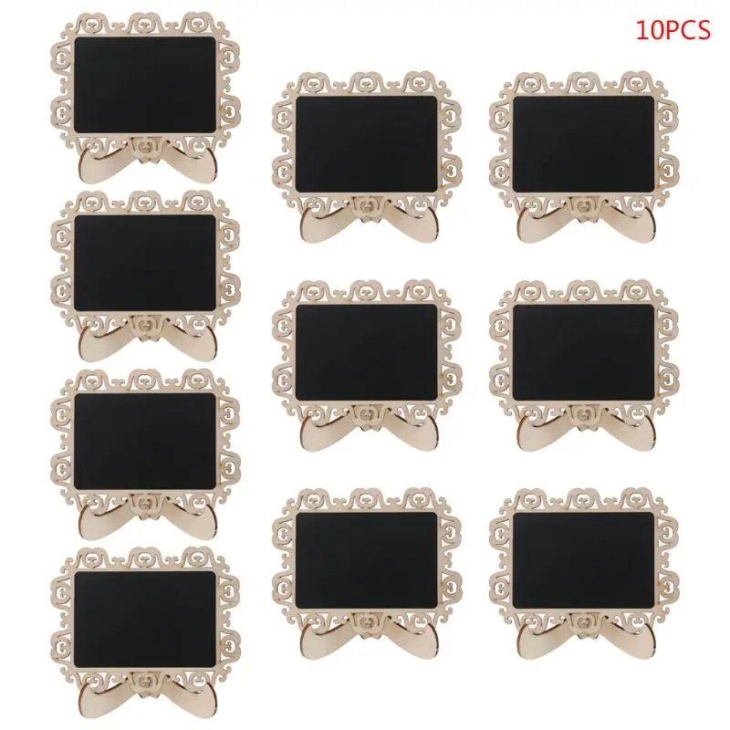 

10pcs Rectangle Shape Hollow Mini Wood Chalkboard Blackboard Tabletop Message Board For Wedding Party Decor