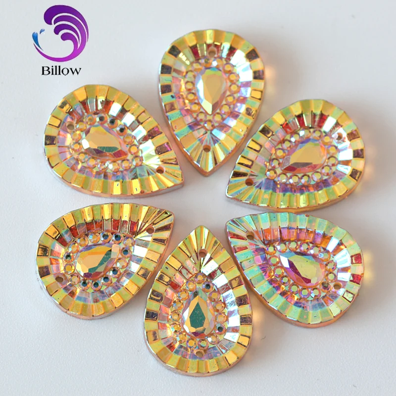 

100Pcs/Pack 13x18mm Teardrop Resin Crystal Sew On Rhinestone Resin Sew-on Strass Flatback Sewing Stones For Wedding B3147