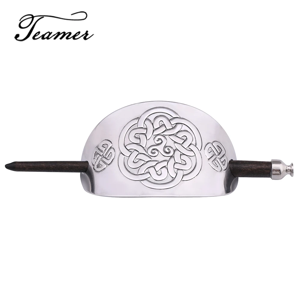 

Teamer Wicca Symbol Triskel Hair Sticks Carved Irish Celtics Knot Headdress Wood Hair-Holder Charms Vintage Jewelry