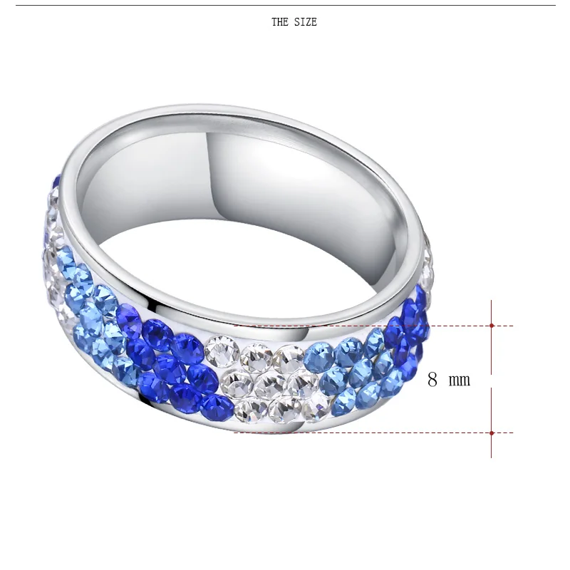 CACANA Stainless Steel Rings For Women Three Rows Cubic Zirconia Circle Engagement Personalized Custom Fashion Jewelry Rings