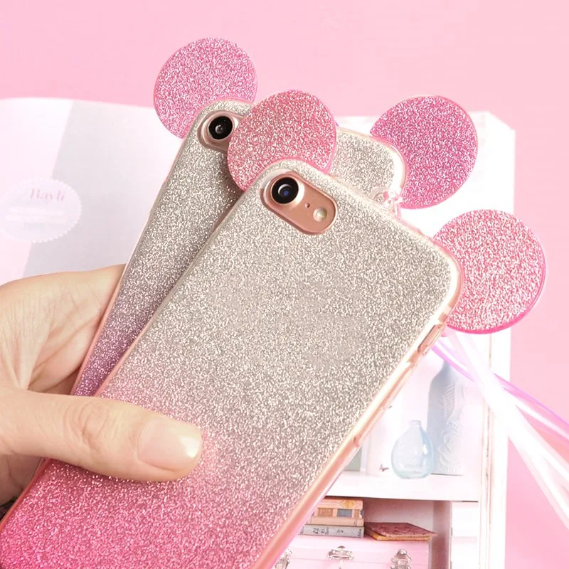 

Glitter Minnie Mickey Ears case for Huawei P20 Lite Pro soft TPU Silicone Gradient Cover For Huawei P10 P9 P8 2017 Honor 8 lite