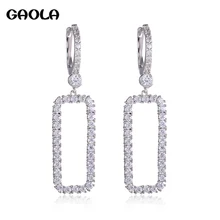 GAOLA новые кубические циркониевые геометрические серьги квадратные Длинные женские серьги Модные ювелирные изделия GLE9187