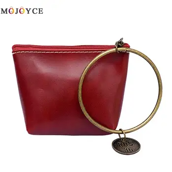 

Round Ring Mini Clutch Handbags Casual Pure Color Women Girls Wallet Zipper PU Leather Ring Top-handle Day clutch