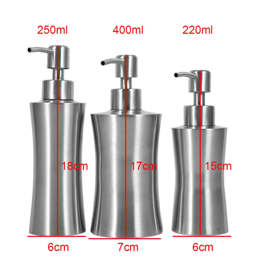 220ml 250ml 400ml 304 Stainless Steel Bathroom Shower Pump Lotion Dispenser Liquid Bottle 5