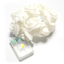 2M 20 LED Warm White Rose flowers String Lights, Clear Cable bedroom decoration, wedding, Party indoor,girl birthday gift