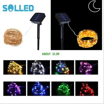 

SOLLED 20M 200LED Outdoor Solar Powered Copper Wire String Light Night Lamp with Ground Pin Rod Yard Garden Decoration