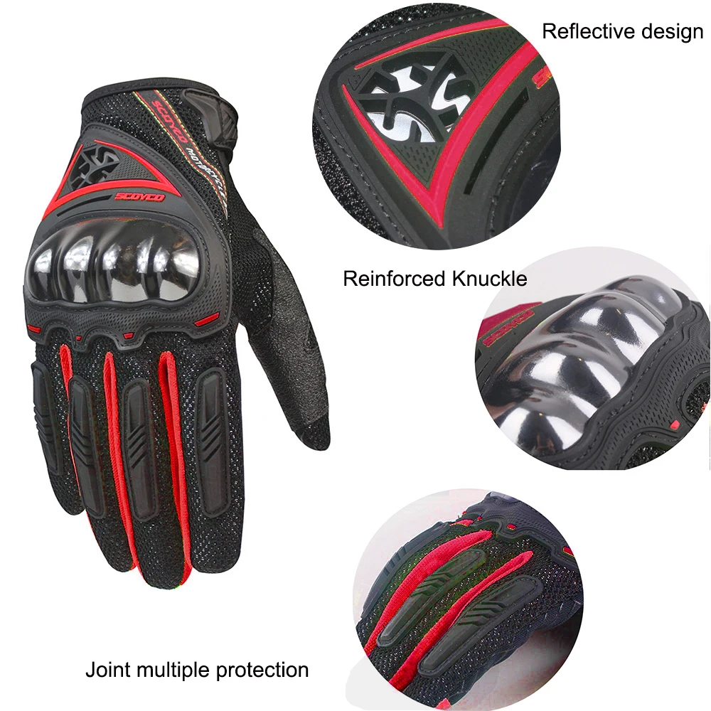 SCOYCO Новинка перчатки с защитой суставов для мотоцикла Guantes de moto дышащая
