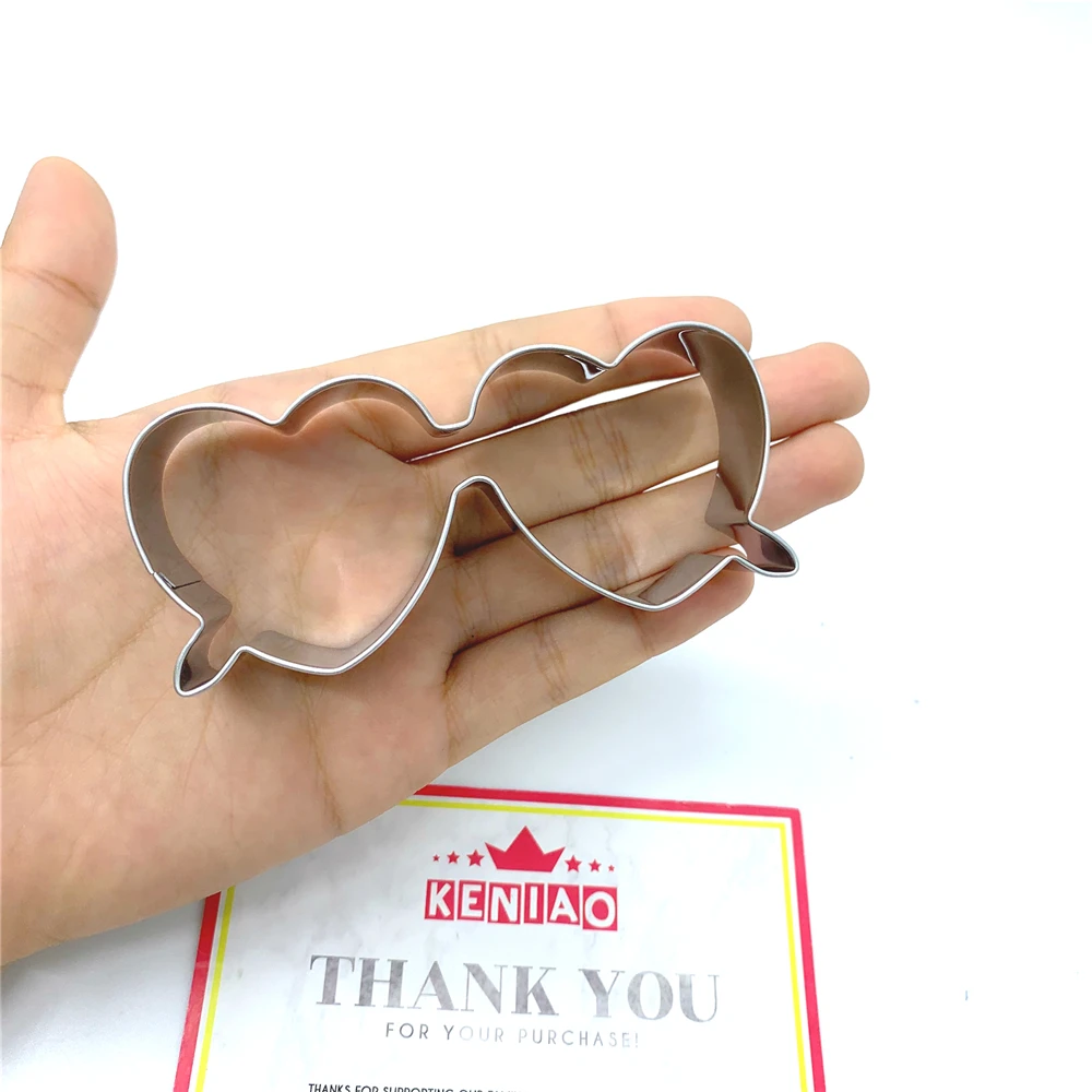 Heart Shaped Sunglasses Cookie Cutter 9 CM Summer Biscuit Fondant Pastry Bread Mold Stainless Steel KENIAO
