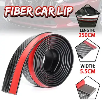 

250cm Universal Car Front/Rear Bumper Lip Carbon Fiber Rubber Splitter Chin Spoiler Trim Cover Anti Scratch Car Protective Strip