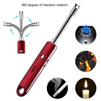 

360 Degree Rotatiton USB Arc Plasma Lighter Flexional USB Electric Lighter Metal Windproof Cigarette Lighter For BBQ Kitchen