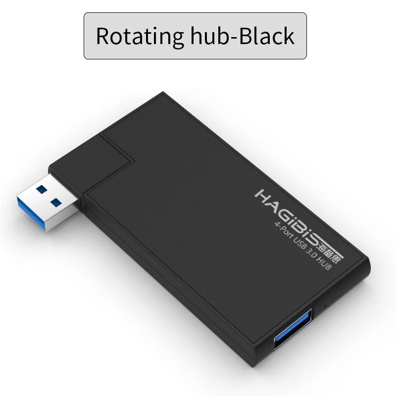 Сверхтонкий usb-хаб hagибис с 4 портами, высокоскоростной алюминиевый usb-хаб, usb-хаб, интерфейс питания для компьютера Macbook, usb-хаб - Цвет: Rotating Hub Black