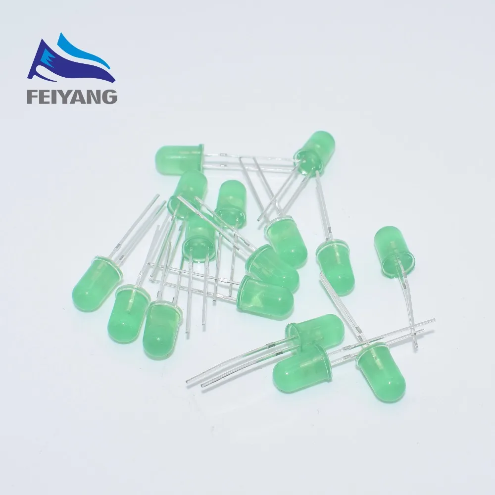 

SAMIORE ROBOT 500PCS/Lot 5MM Green LED Diode Round Diffused Green Color Light Lamp F5 DIP Highlight New Wholesale Electronic