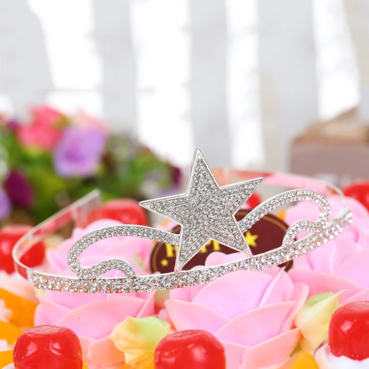  Crystal Rhinestone Tiara Princess Crown Birthday Crowns Silver Diamante Happy 18202130405060th Birthday (Silver-50th)  (2)