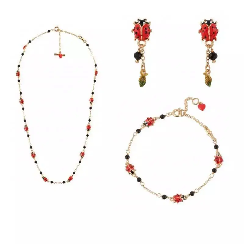 

2018 Amybaby Handmade Luxury Enamel Glaze Cute Ladybird Ladybug Necklace Bracelet Stud Earring Jewelry For Party