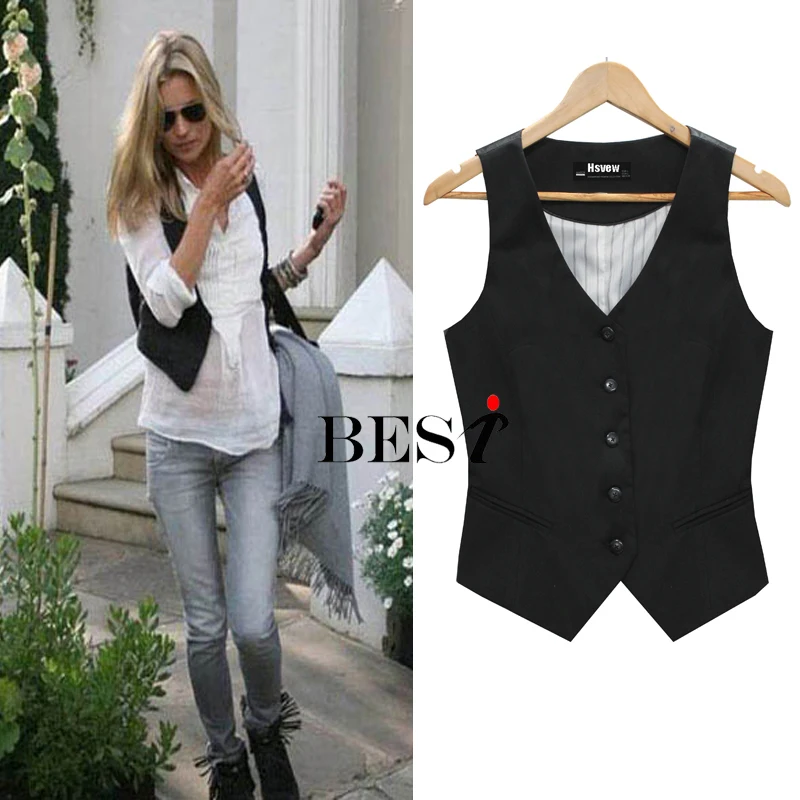 salopette Fashion patchwork slim waist slim Women formal vest black