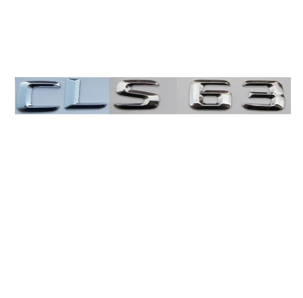 

Chrome Shiny Silver ABS Car Trunk Rear Number Letters Words Badge Emblem Decal Sticker for Mercedes-Benz CLS63