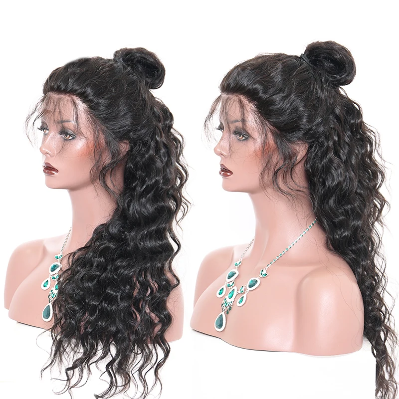 Свободная волна глубокая волна часть 13x6 Синтетические волосы на кружеве человеческих волос парики 150% плотность бразильские парики из натуральных волос для Для женщин Dolago, черный цвет