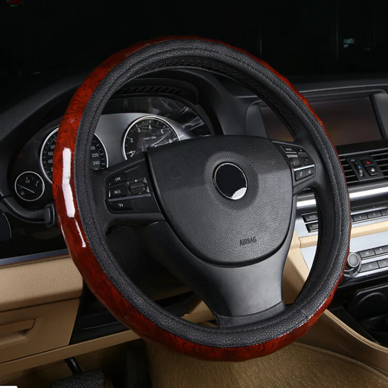 

New Car styling faux wooden Steering Wheel Cover case cap 38cm Car direction set For BMW/Honda Civic jade Accord/VW golf 4 5