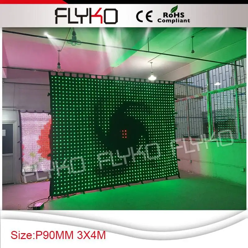 

Free shipping LED vision curtain fireproof cloth led Dj show booth decoration P9 3X4M