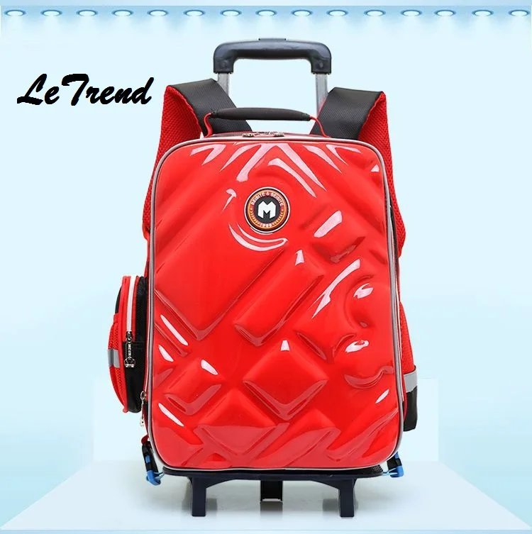 Letrend, милый рюкзак на колесиках с изображением совы, детский рюкзак с рисунком, чемодан на колесиках, 18 дюймов, рюкзак для студентов - Цвет: red