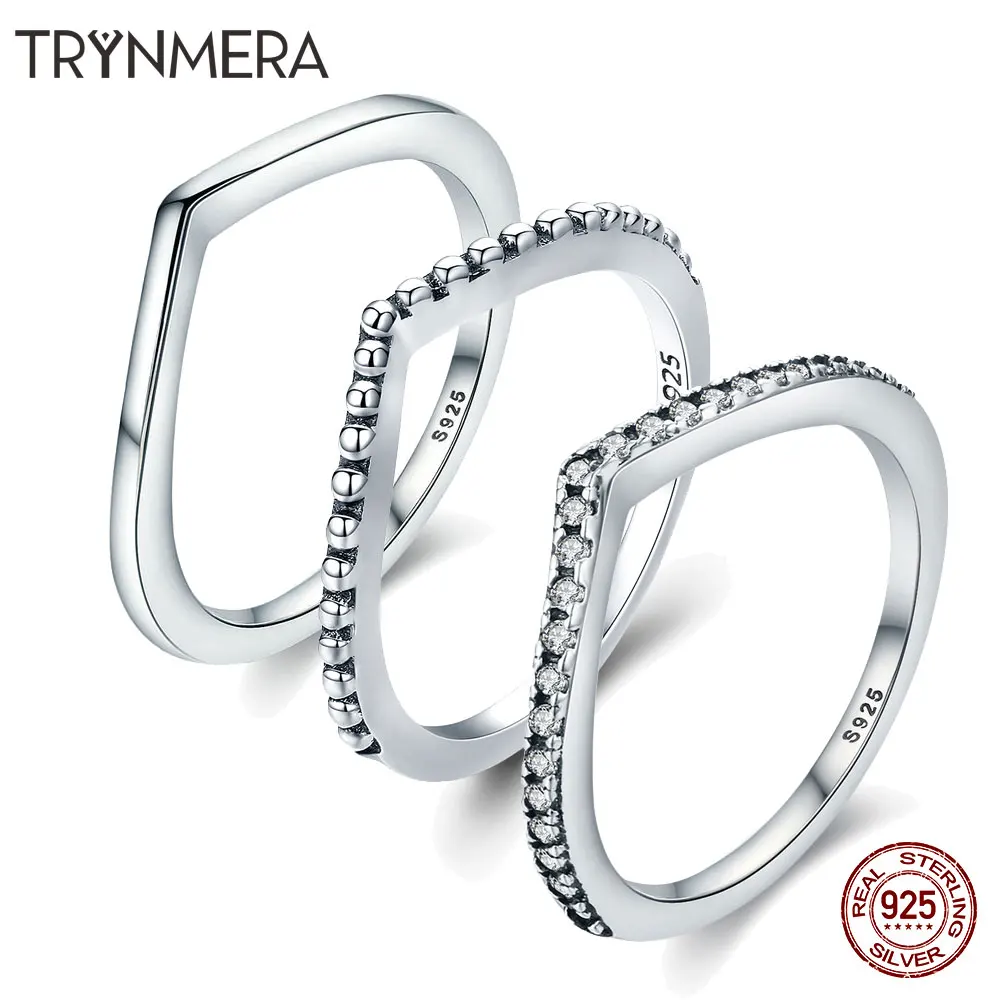 

3 pcs Women Ring 925 Sterling Silver Water Drop Droplet Silver Finger Rings for Women Wedding Sterling Silver Jewelry Anel
