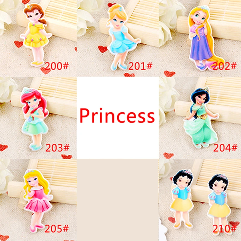 

1.2inch Mixed Cartoon Kawaii Princess resin flatback Resin planar For Diy bow Craft 80pcs CRP70