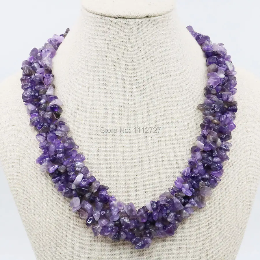 Irregular Purple Agates Onyx Beads 3Rows Necklace Chain Jewelry Party Gift 18inch Lucky Semi Finished Stones Accessories Fitting