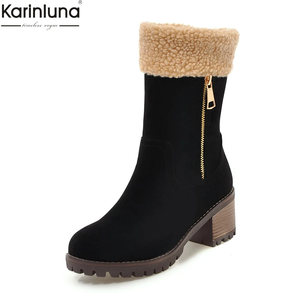

Karinluna New Arrivals Dropship Large Size 34-43 russia winter warm plush snow Boots Woman Shoes Platform Shoes Boots Woman
