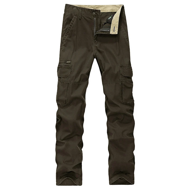 Весенние Новые брюки карго мужские хлопковые тактические брюки мужские рабочие мужские брюки комбинезоны Pantalon Homme - Цвет: Коричневый