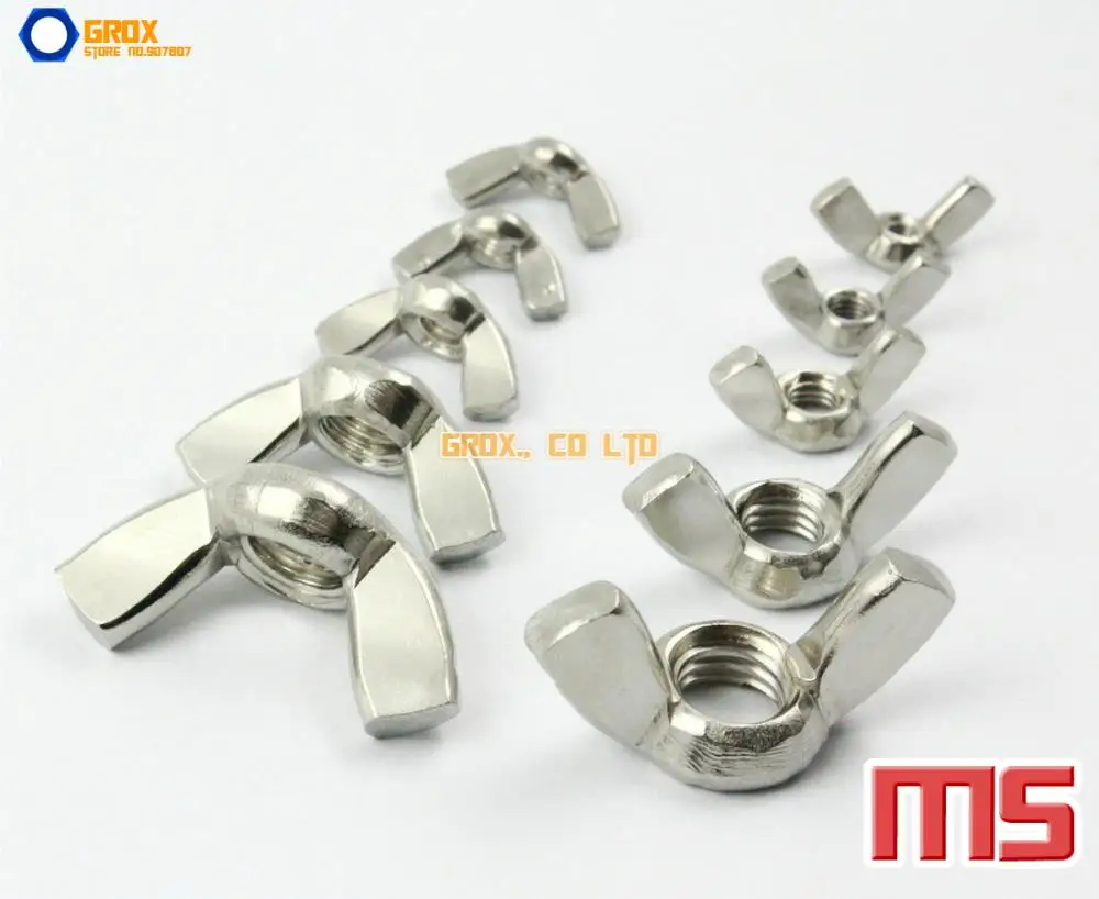 Mxfans 5PCS 304 Stainless Steel Precision Cast Butterfly Nuts M10 for Machinery Silver