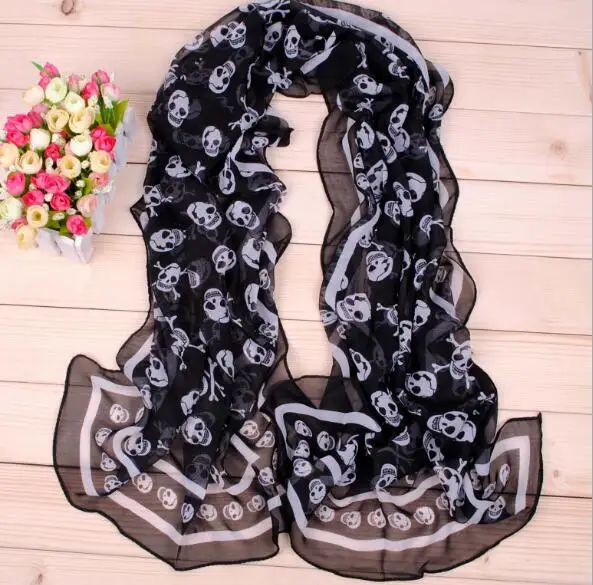 

Classic explosion scarf pirate skull long chiffon scarf spring summer autumn and winter season scarf 50*160cm
