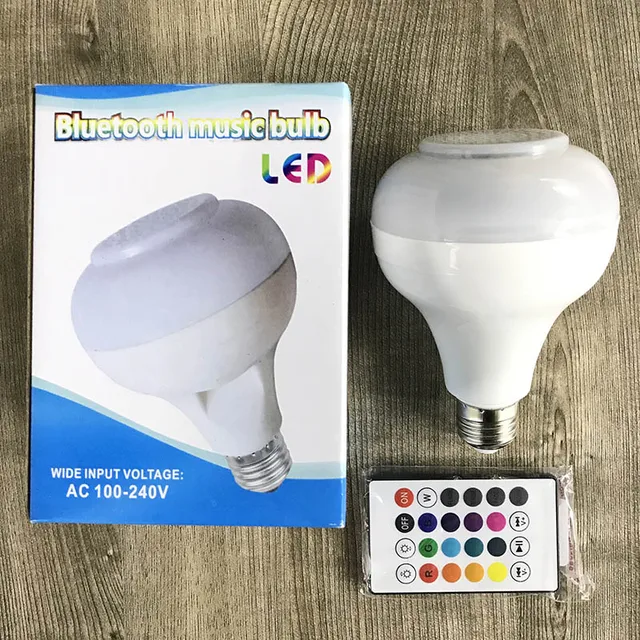 Wireless Bluetooth Speaker Bulb E27 Smart RGB RGBW Dimmable LED Music Player Audio Light Lamp with 24 Keys Remote Control