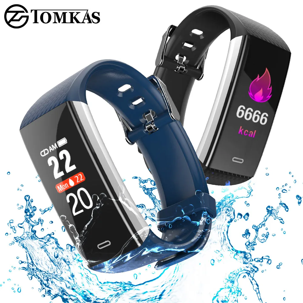 Tomkas Smart Bracelet Bluetooth Sport Heartrate Monitor Health Bracelet